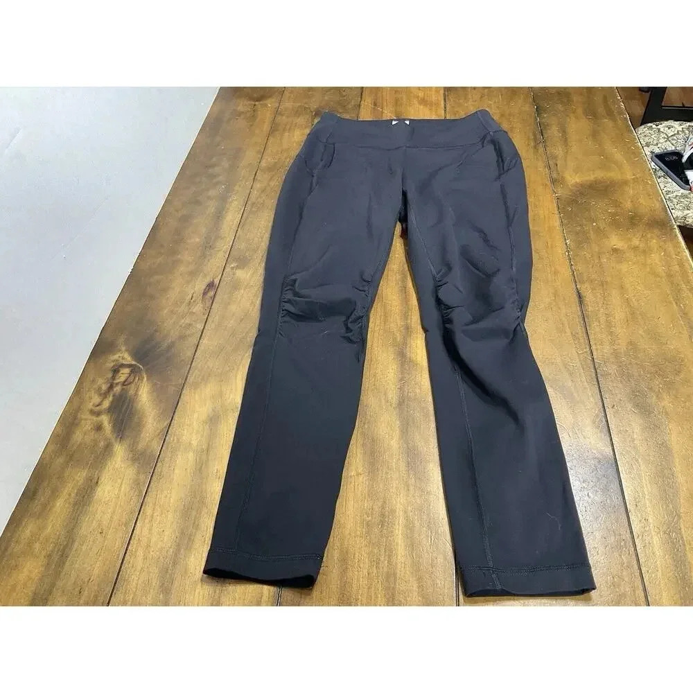 Duluth Trading Pants Womens Black ruched Knee Workout Yoga Leggings Size Small